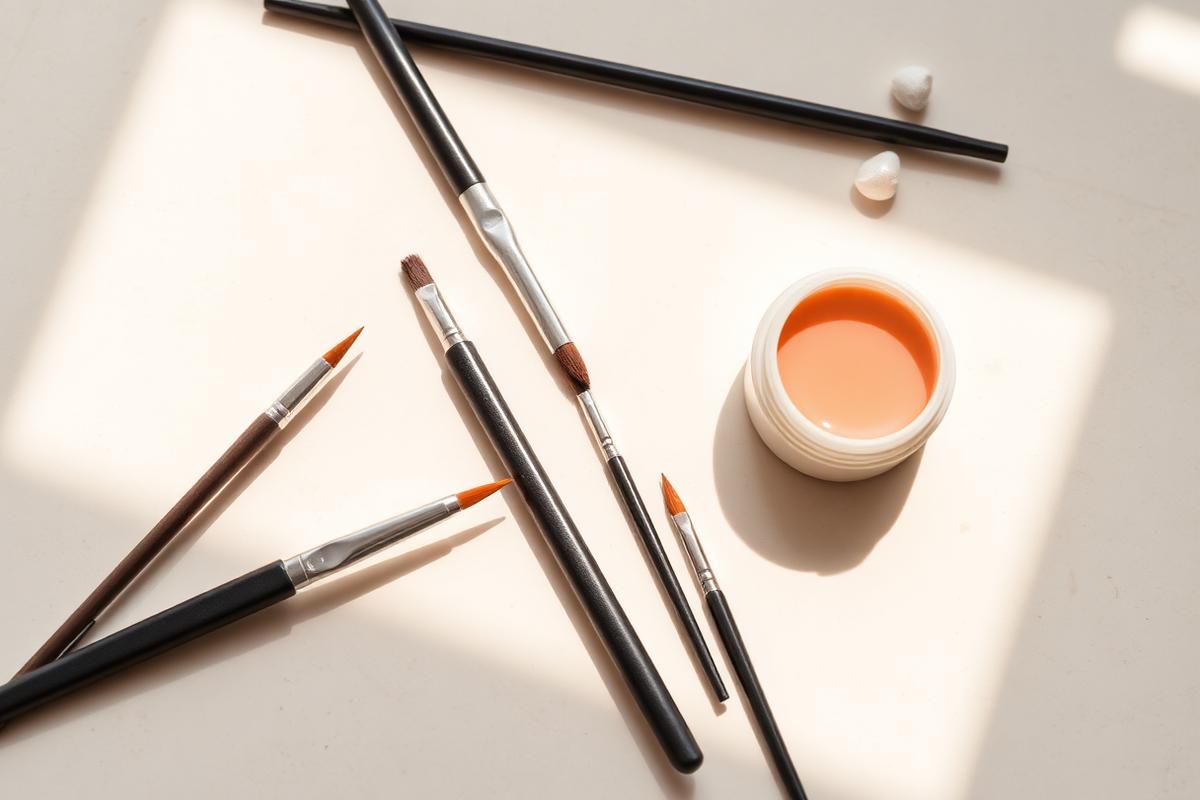Materiais profissionais para um curso de alongamento de unhas